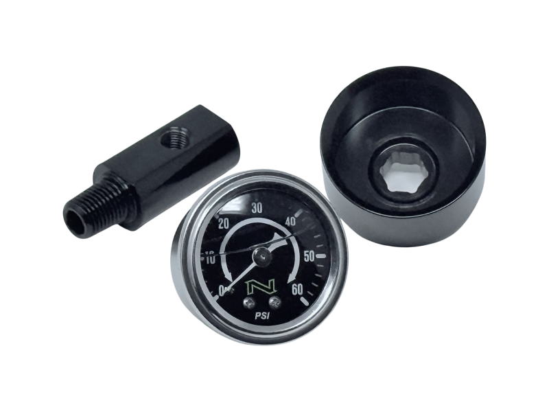 NAMZ HD Twin Cam/M8 NOS Blk Oil Pressure Gauge Kt Blk Face/Liquid Filled/Billet Aluminum Cup/Blk
