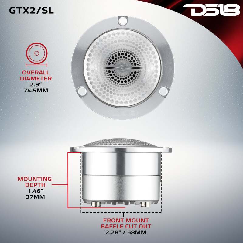 DS18 3in Neodymium Super Bullet 120 Watts RMS 1in Titanium Vc 4ohm Silver