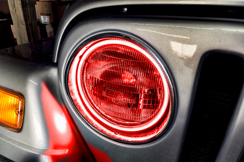 Oracle 97-06 Jeep Wrangler TJ Surface Mount LED Headlight Halo Kit - Red