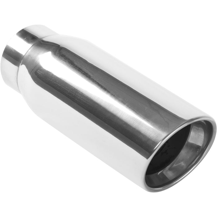 MagnaFlow Tip Stainless Double Wall Round Single Outlet Polished 4.5in DIA 3.5in Inlet 12in Length