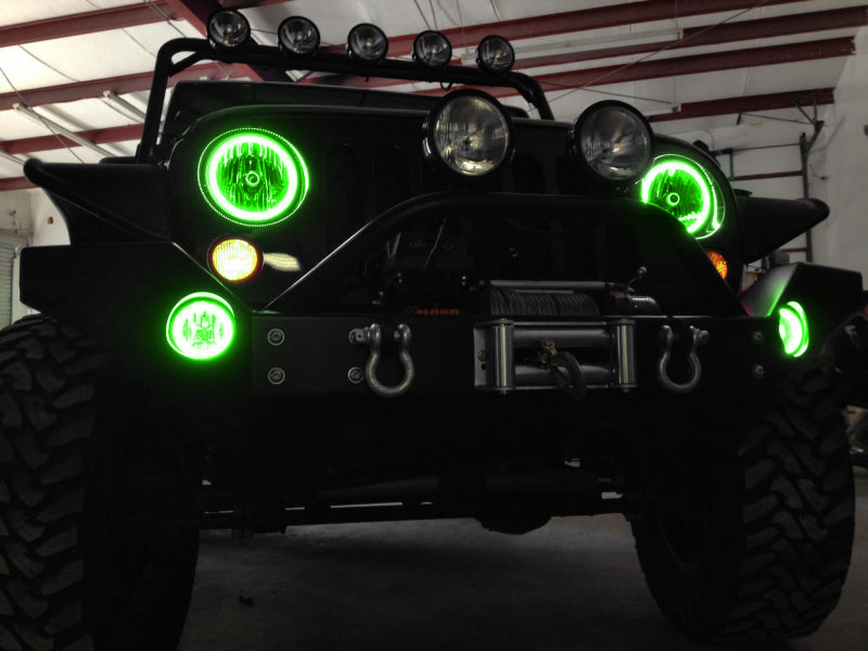 Oracle 07-17 Jeep Wrangler Surface Mount LED Headlight Halo Kit - Green