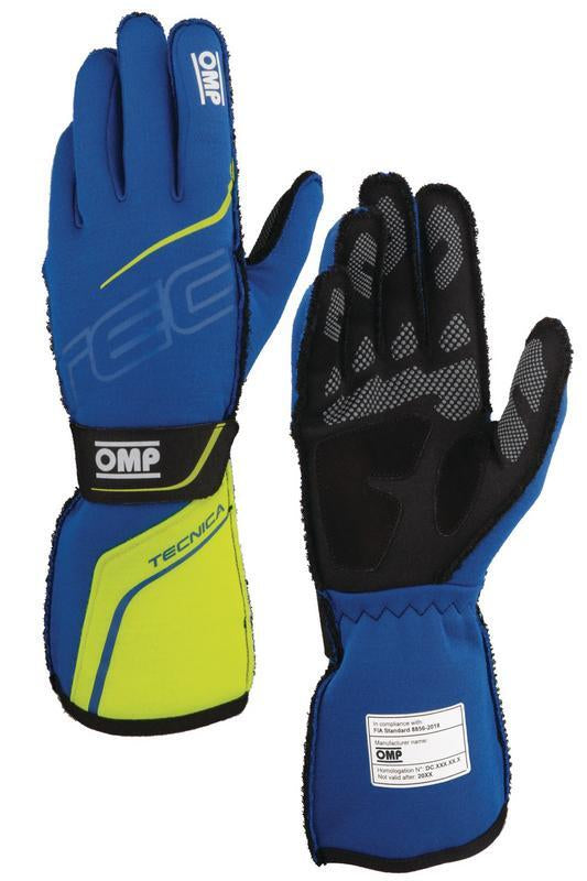 OMP TECNICA GLOVES FIA 8856-2018 BLUE / YELLOW SZ XS