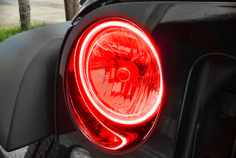 Oracle 07-17 Jeep Wrangler Surface Mount LED Headlight Halo Kit - Red