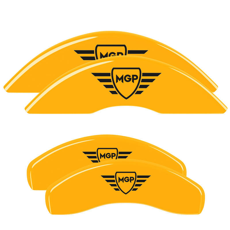 MGP 4 Caliper Covers Engraved Front & Rear MGP Yellow Finish Black Characters 11-18 Dodge Durango