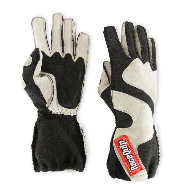 RaceQuip SFI-5 Gray/Black Medium Outseam w/ Closure Glove