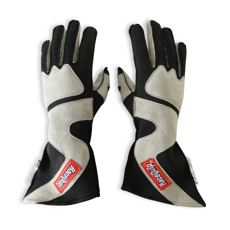 RaceQuip SFI-5 Gray/Black Large Outseam Angle Cut Glove