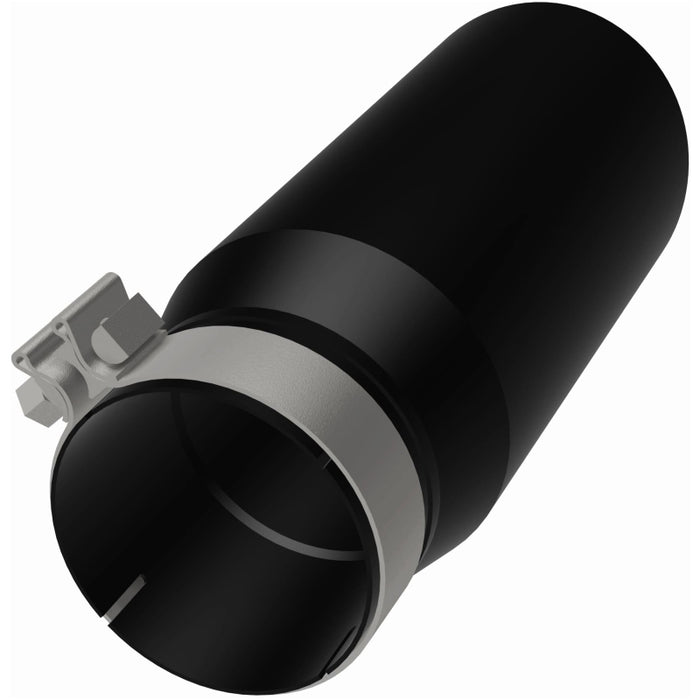 MagnaFlow Tip Stainless Black Coated Single Double Round Single Outlet 5in Dia 4in Inlet 13in L