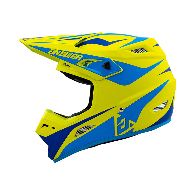 Answer 26 AR1 Mototown Helmet Matte Hyper Acid/Cyan/Dark Blue Youth - Small