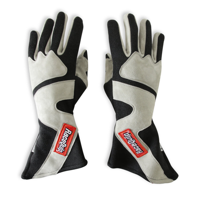 RaceQuip SFI-5 Gray/Black Small Long Angle Cut Glove