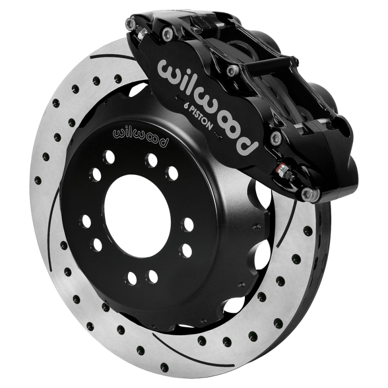 Wilwood Ford Mustang II Ford Narrow Superlite 6 Front Brake Kit w/ 12.88in Drill & Slot Rotor - Blk