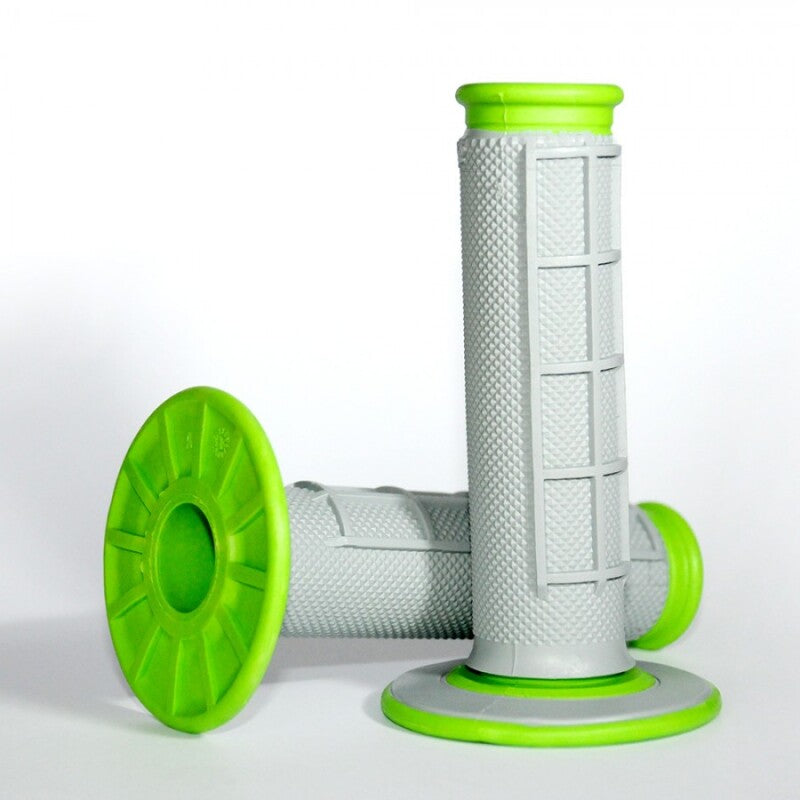 Renthal MX Dual Compound Grips 1/2 Waffle - Grey/ Green