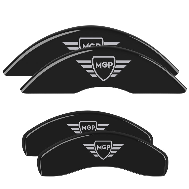 MGP 4 Caliper Covers Engraved Front & Rear MGP Black Finish Silver Char 2018 Toyota Camry