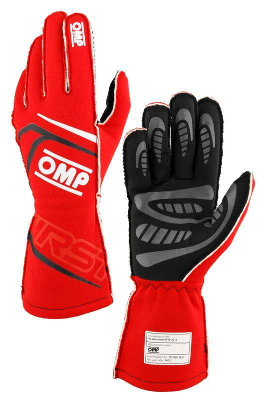 OMP FIRST GLOVES FIA 8856-2018 MY2025 NAVY BLUE / FLUO ORANGE SZ M