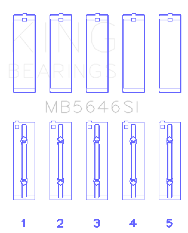 King Engine Bearings Toyota 1AZFE / 2 AZFE (Size +0.25mm) Crankshaft Main Bearing Set