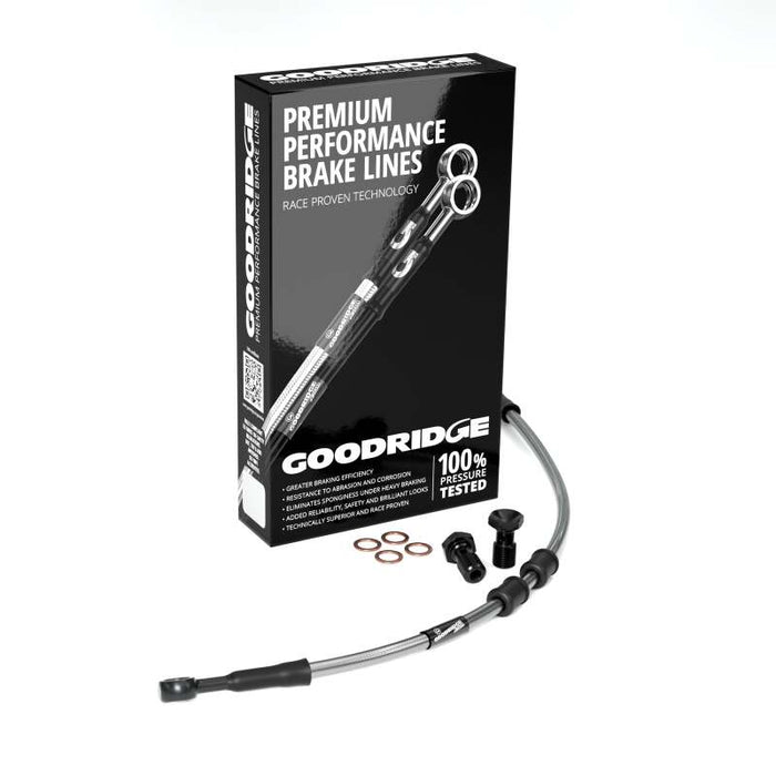 Goodridge 01-05 HD VRSCA V-ROD -2in Clear Brake Line Kit w/Stainless Steel Fittings
