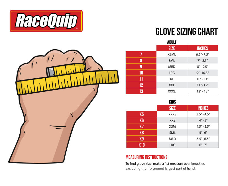 RaceQuip Black 2-Layer SFI-5 Glove Kid - XXS K6