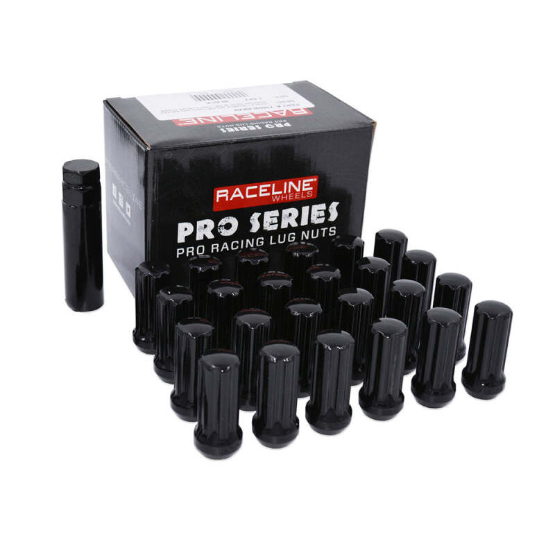 Raceline 9/16in XL Spline Black Lug Nuts (Set of 32)