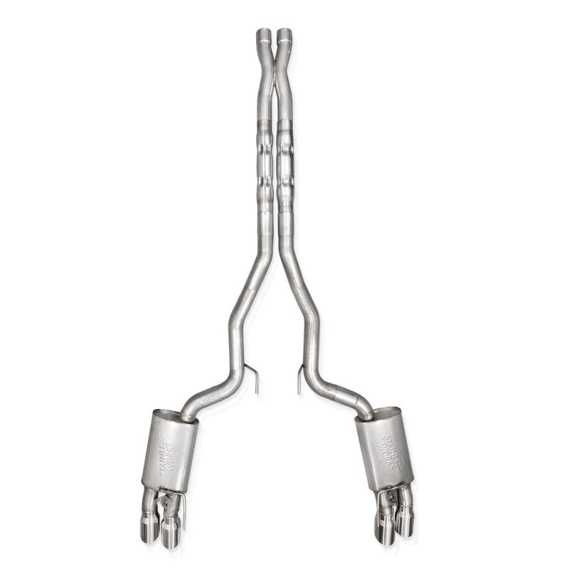 Stainless Works 2024 Mustang GT Catback Quad Tips Legend Sound X-Pipe Factory Connect Exhaust