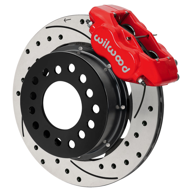 Wilwood Ford Mustang II Forged Dynalite Front Brake Kit w/ 11.38in Drilled & Slotted Rotor - Red