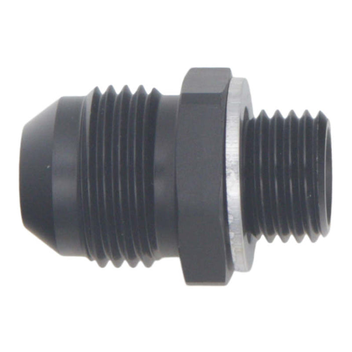 DeatschWerks 8AN Male Flare to M14 X 1.5 Male Metric Adapter (Incl Washer) - Anodized Matte Black