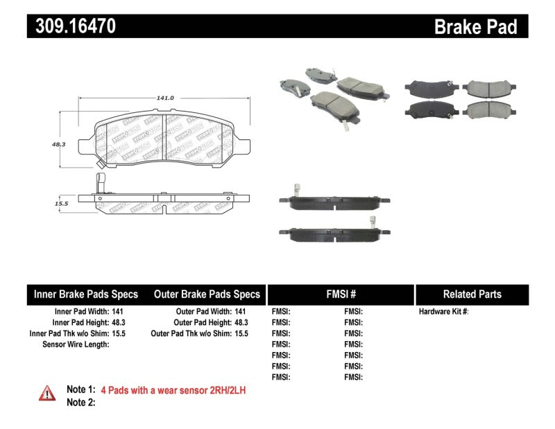 StopTech Performance Rear Brake Pads 13-14 Dodge Dart/Jeep Cherokee