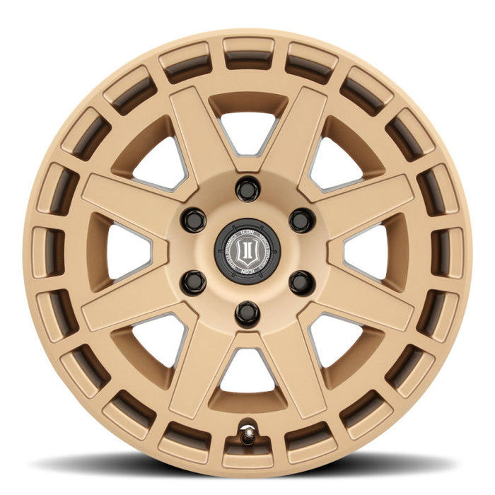 ICON Compass 17x8.5 5x5 -6mm Offset 4.5in BS Satin Brass Wheel