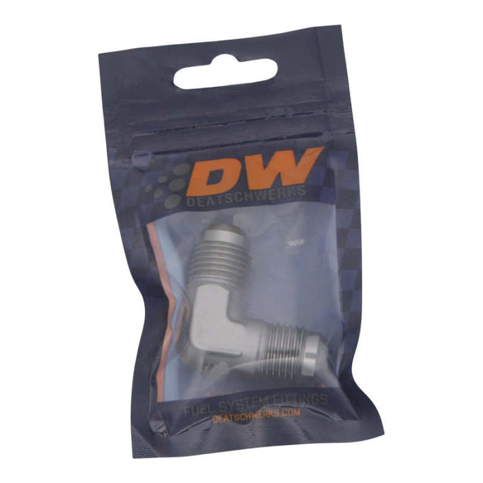 DeatschWerks 6AN Male Flare To 6AN Male Flare 90-Degree Coupler Fitting