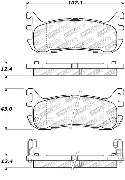 StopTech Street Touring 94-97/99-05 Miata w/ Normal Suspension Rear Brake Pads D636