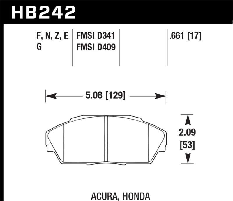 Hawk 92-93 Acura Integra 1.6L EX Front ER-1 Brake Pads