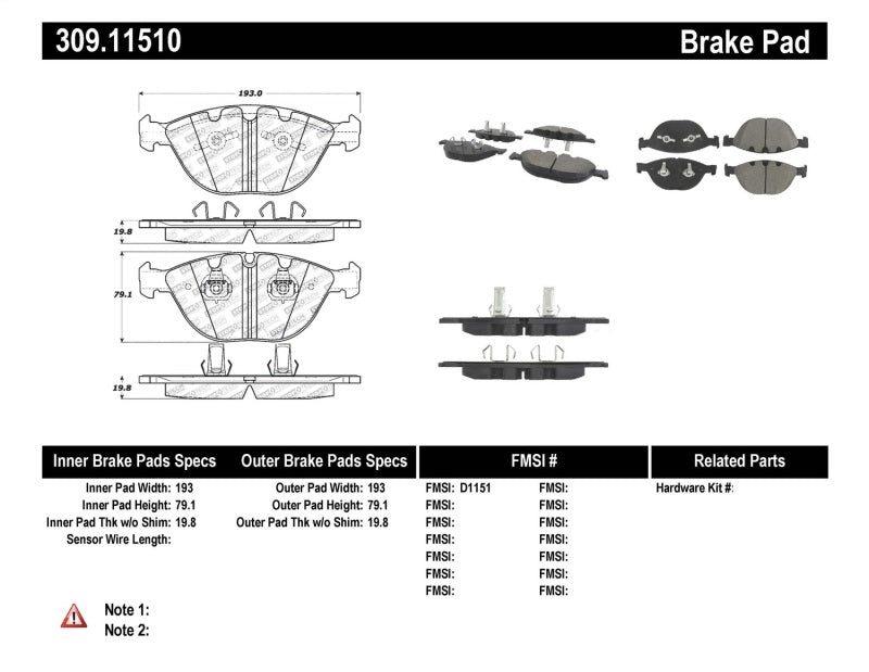 StopTech Performance 06-09 BMW M5 E60 / 07-09 M6 E63/E63 Front Brake Pads