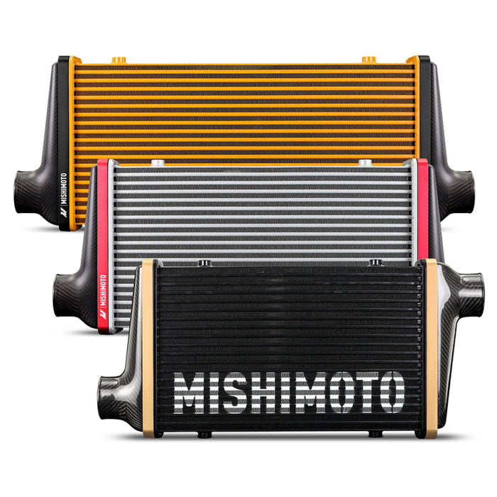 Mishimoto Universal Carbon Fiber Intercooler - Gloss Tanks - 525mm Gold Core - S-Flow - R V-Band