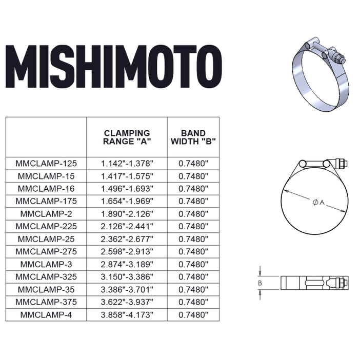 Mishimoto 4 Inch Stainless Steel T-Bolt Clamps - Gold