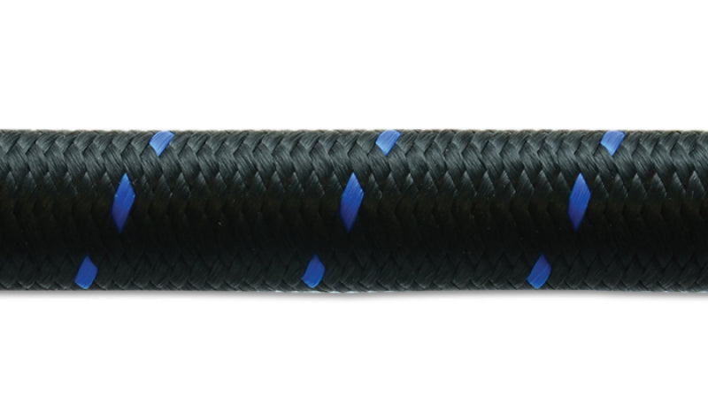 Vibrant -4 AN Two-Tone Black/Blue Nylon Braided Flex Hose (5 foot roll)