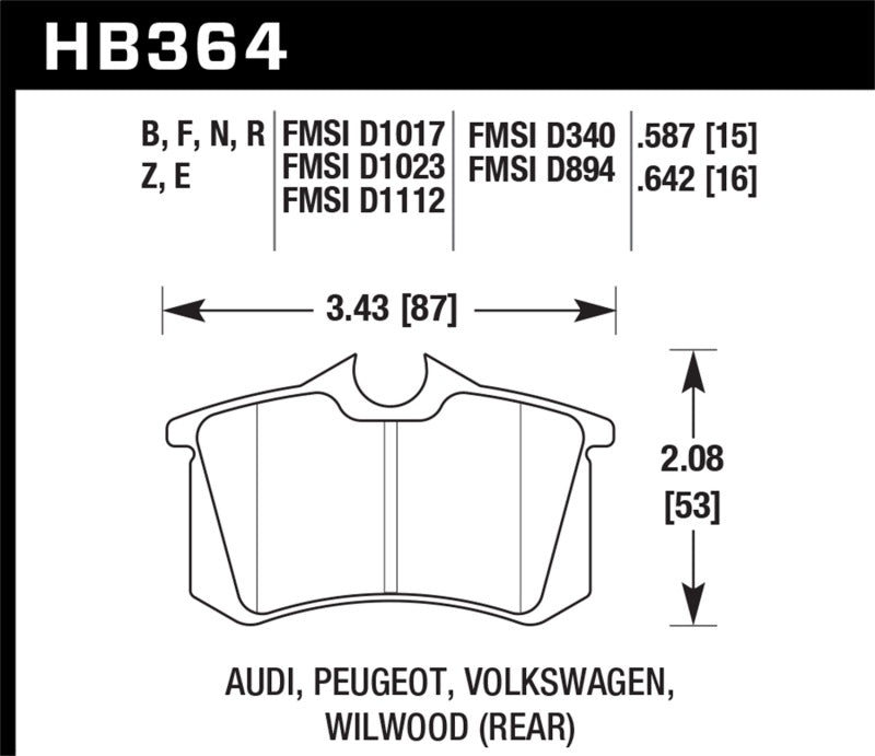 Hawk 97-04 Audi A4/00-03 A6/00-02 S4/00-06 TT / 02-04 VW Golf GTI Rear Blue 9012 Race Brake Pads