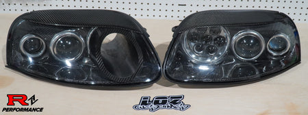 4" Duct with Carbon Inserts, Eyelids, and Q45 Projector Mod
