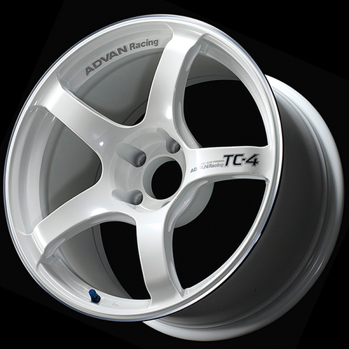 Advan TC4 18x9.5 +45 5x114.3 Racing White Metallic and Ring Wheel