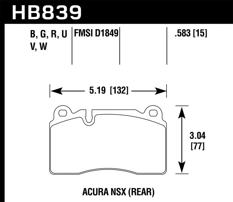 Hawk 2017 Acura NSX HP+ Race Rear Brake Pads