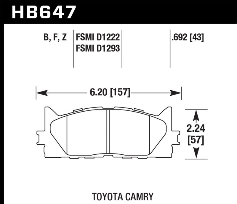 Hawk 10 Lexus ES350 / 07-11 Toyota Camry SE/XLE HPS Street Front Brake Pads