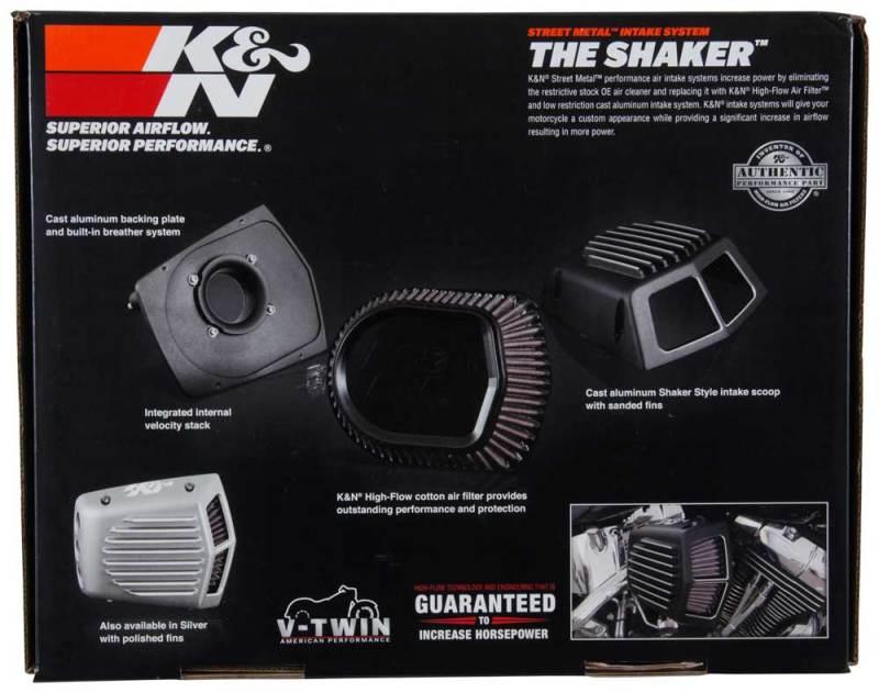 K&N Street Metal Intake System 08-16 Harley-Davidson Shaker Silver H/D Touring Models