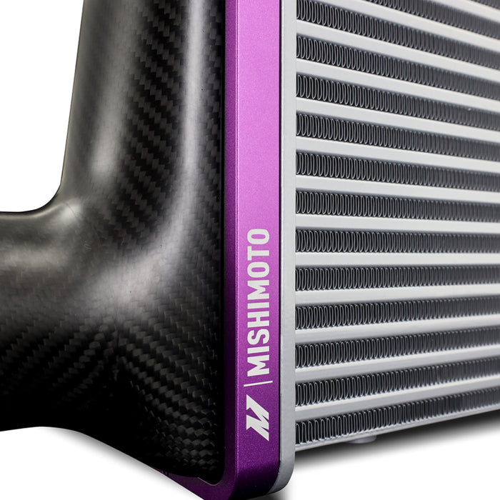 Mishimoto Universal Carbon Fiber Intercooler - Gloss Tanks - 525mm Black Core - S-Flow - BK V-Band