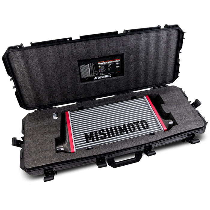 Mishimoto Universal Carbon Fiber Intercooler - Gloss Tanks - 600mm Silver Core - S-Flow - BL V-Band