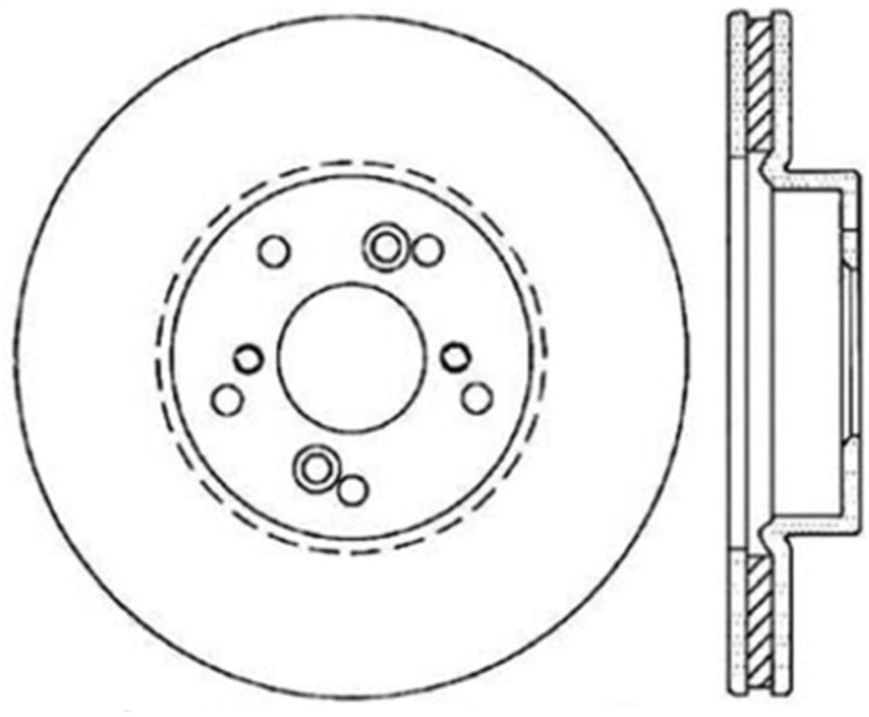 StopTech Power Slot 99-08 Acura TL (STD Caliber) / 01-03 CL / 04-10 TSX Front Left Slotted Rotor