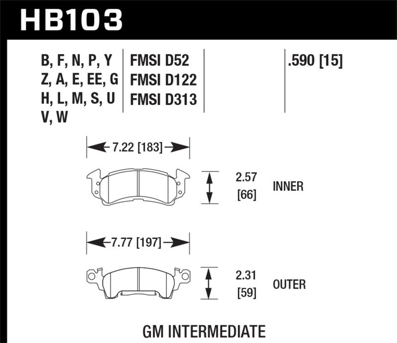 Hawk 76-77 Chevrolet Camaro LT / 72 Camaro Z28 / 69-81 Camaro DTC-30 Race Front Brake Pads