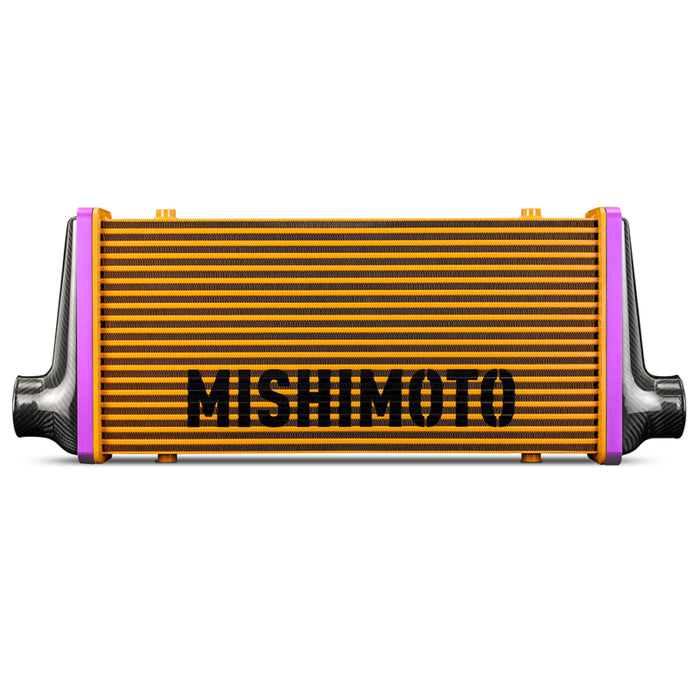 Mishimoto Universal Carbon Fiber Intercooler - Gloss Tanks - 525mm Black Core - S-Flow - BK V-Band