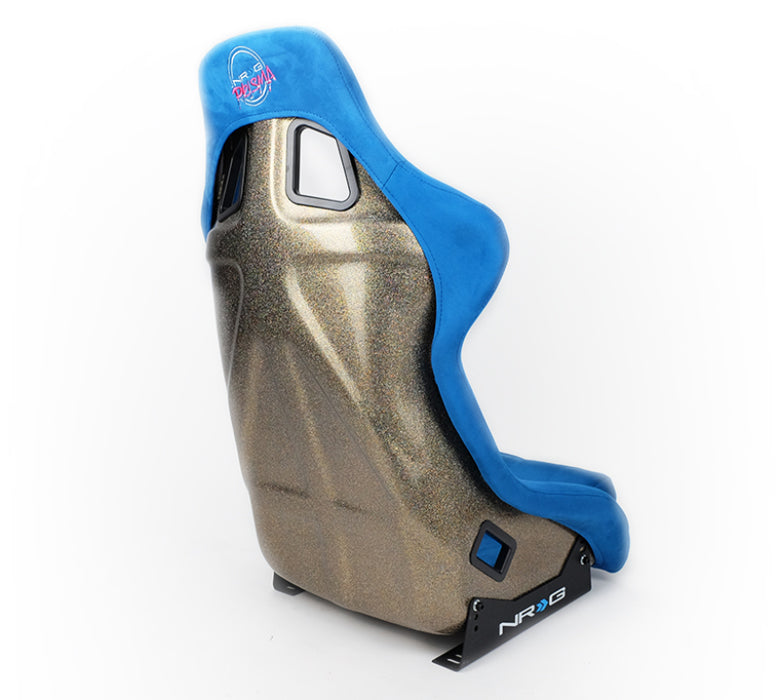 NRG FRP Bucket Seat ULTRA Edition - Large (Blue Alcantara/Gold Glitter Back)